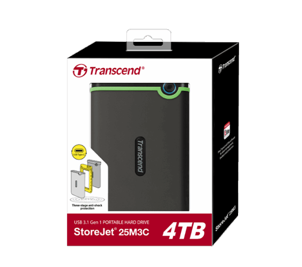 Transcend 4TB StoreJet 25M3S USB 3.1 External Hard Drive(TS4TSJ25M3S)