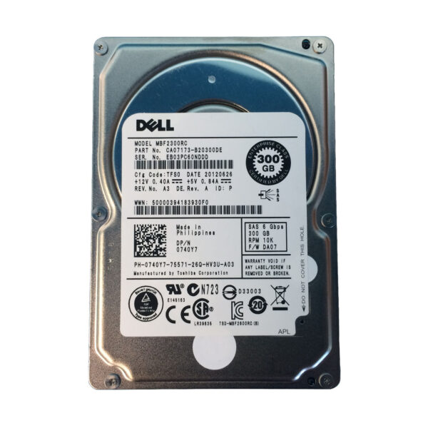 Dell 300GB 10k SAS 2.5" 6Gbps Server Hard Drive (0740Y7)