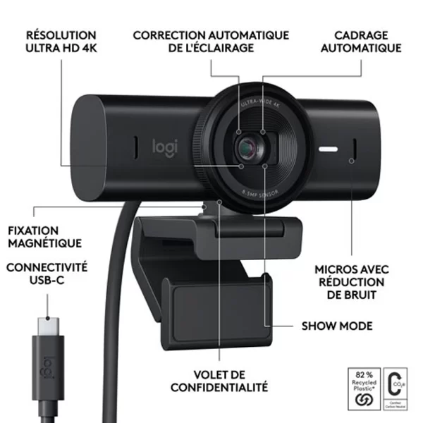 Logitech MX Brio 4K Ultra HD Webcam Graphite(960-001559) - Image 2