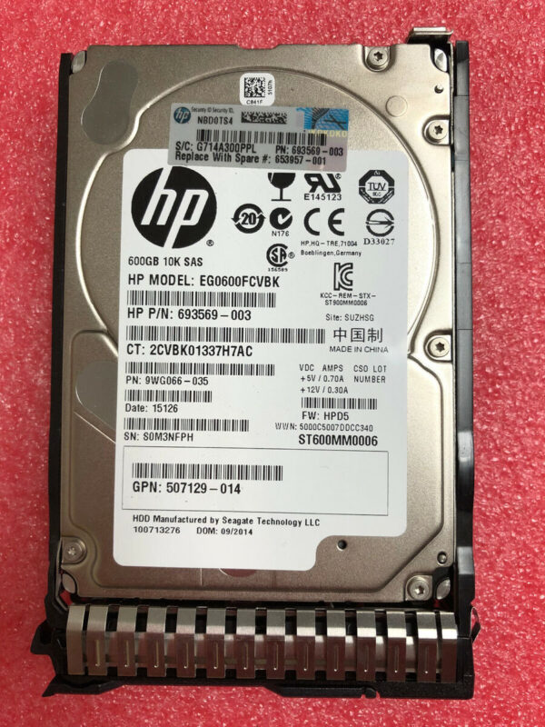 HPE 600GB 10kRPM 2.5inch SAS-6G Enterprise G8 G9 Hard Drive (507129-014) - Image 2