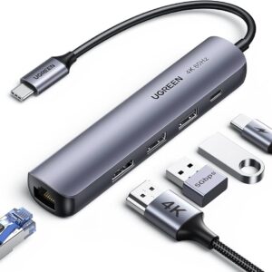 Ugreen 5-in-1 USB-C To 2*USB 3.0 A+HDMI+RJ45+PD Converter (CM418 10919)