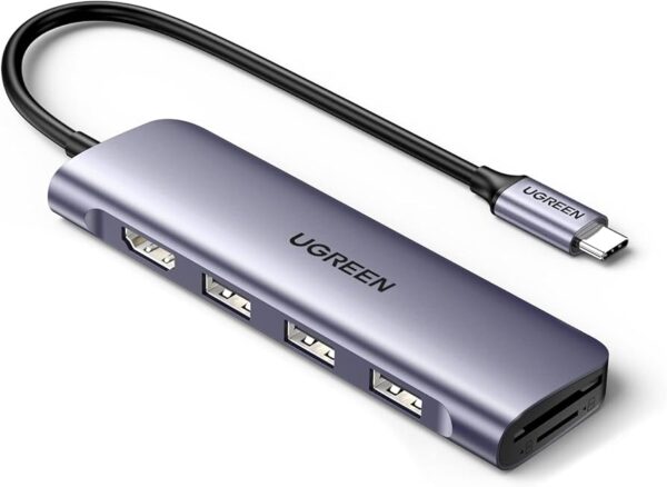 Ugreen 6-in-1 USB-C To 3*USB 3.0 A+HDMI+RJ45+PD Converter (CM512/15598)